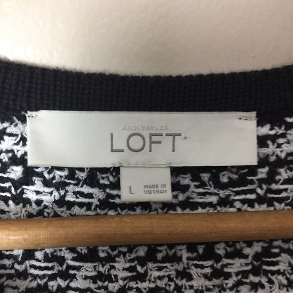 [LOFT] Large Black & White Stripe Asymmetrical Jacket - Picture 3 of 10